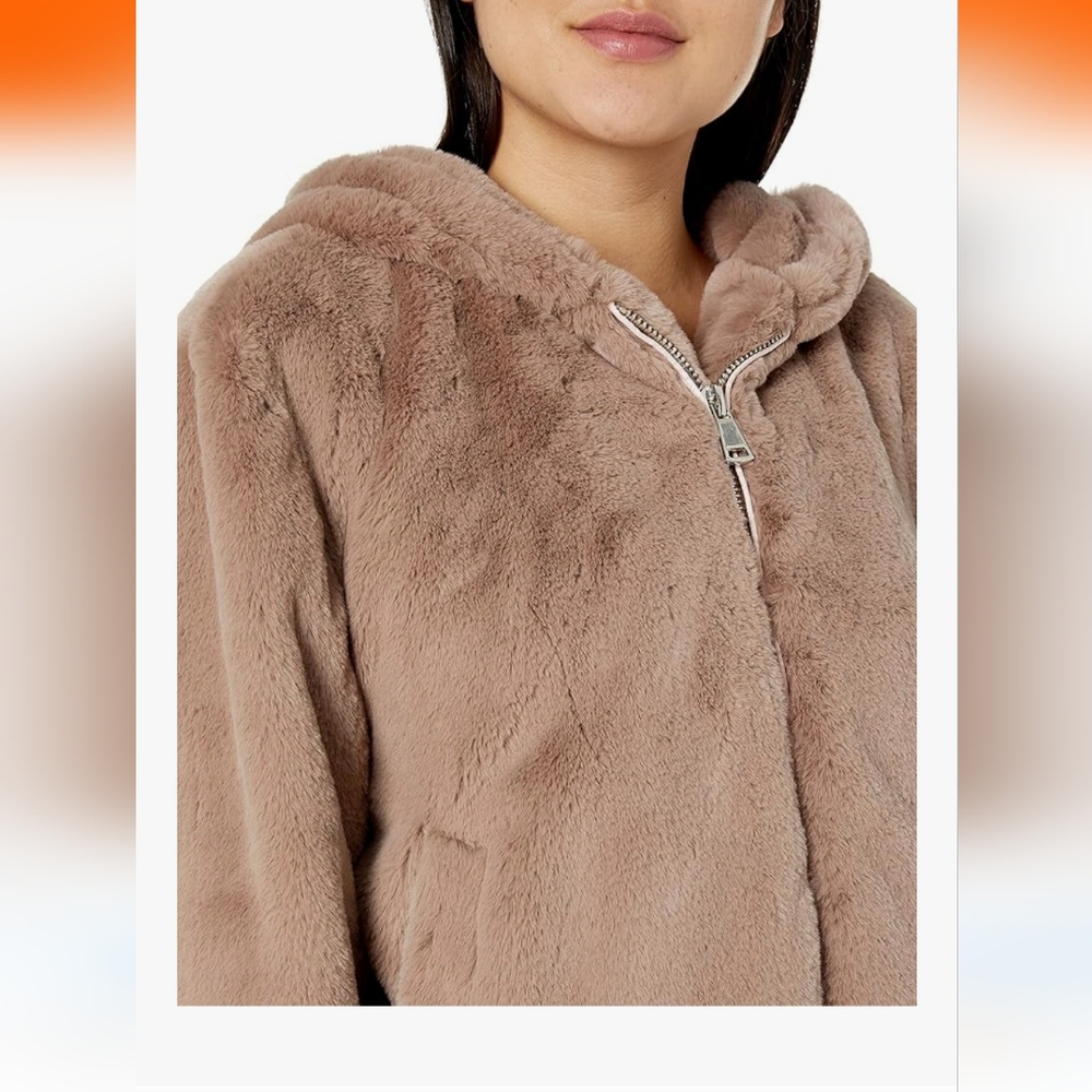 Faux Fur Zip Front Bomber Jacket - Picture 4 of 5